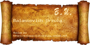 Balassovich Urzula névjegykártya